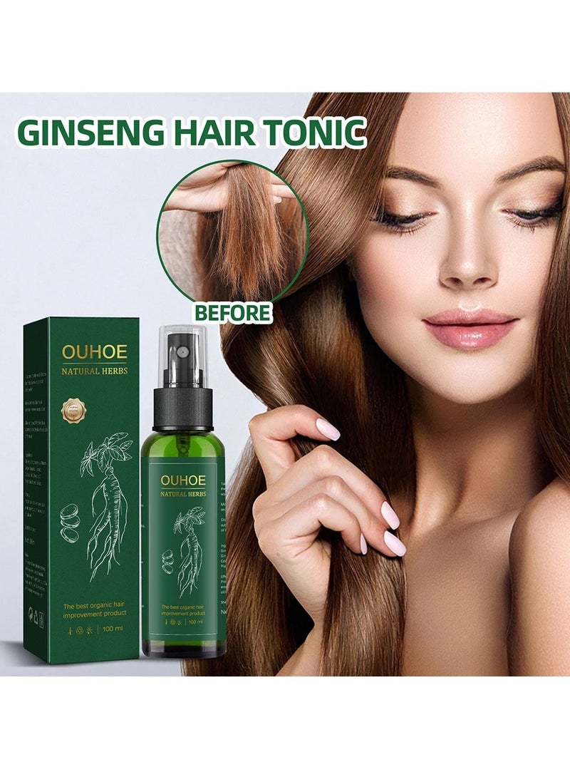 Hair Grow Spray, 100ml Ginseng Hair Growth Serum Oil, Biotin Essential Hair Strengthen Liquid, Natural Ingredients Hair Regrowth Treatment For Hair Growth, Repair Hair Follicles, All Hair Types