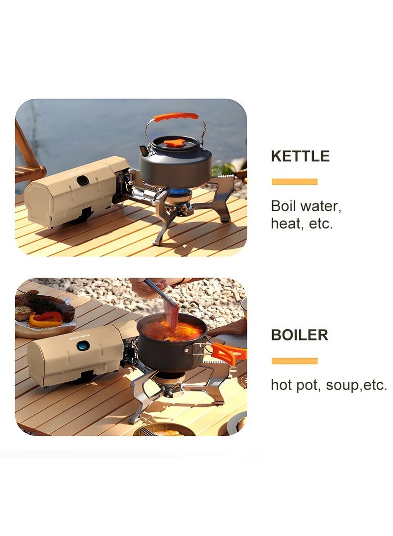 Camping Gas Stove 2670W Portable Folding Cassette Gas Burner Outdoor Picnic Travel Cooking Grill Cooker Heating System (White)