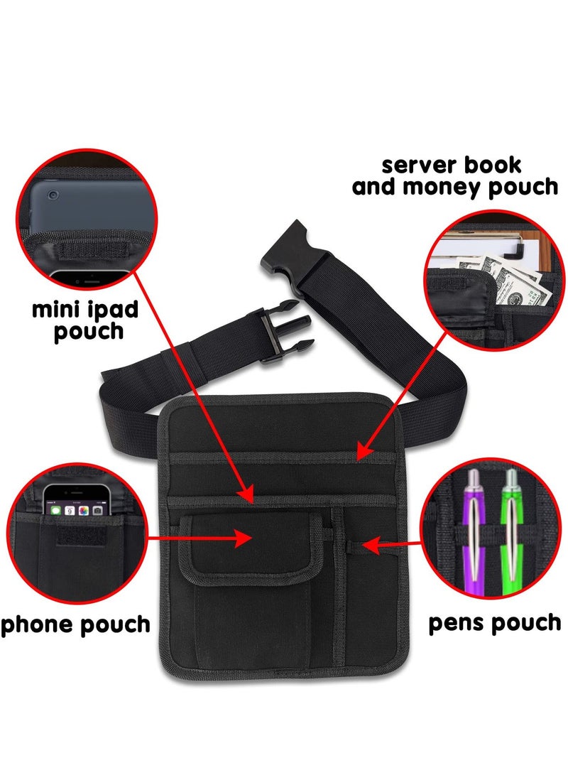 Premium Quality Restaurant Waiter Waist Money Pouch Bag with Pockets Restaurant Apron Bag with Adjustable Belt Check Holder