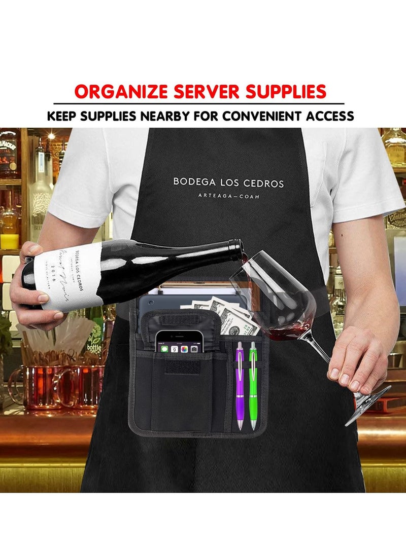 Premium Quality Restaurant Waiter Waist Money Pouch Bag with Pockets Restaurant Apron Bag with Adjustable Belt Check Holder