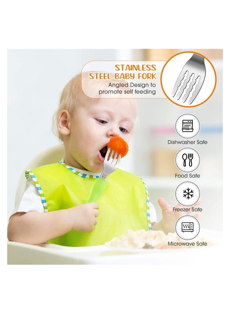 Kids Cutlery Sets,  3Pcs Children's Cute Cartoon Animals Portable Tableware Spoon Fork Set with Plastic Case 304 Stainless Steel