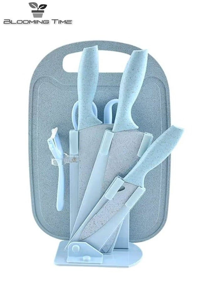 7 Piece Stainless Steel Knife Set Blue