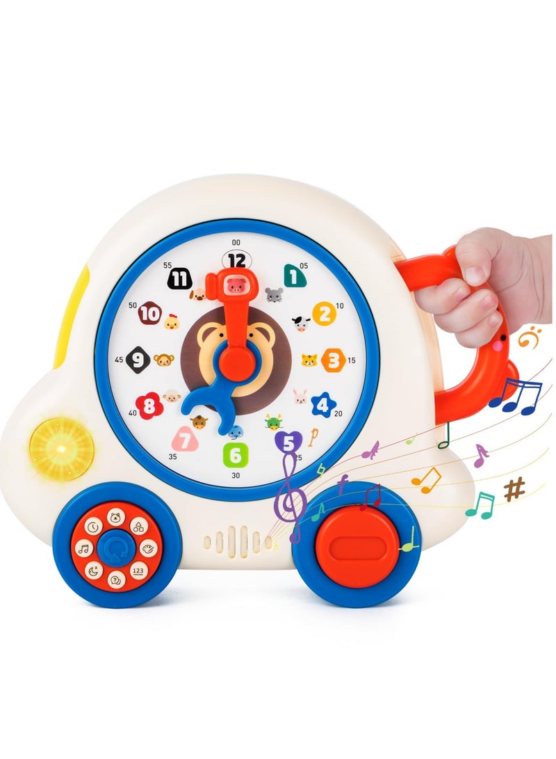 Early Learning Musical Toys Teaching Clock Toy for Kids, Time Number Puzzle Learning Toy Teaching Clocks, Suitable for 1 2 3 Year Old Boys Girls