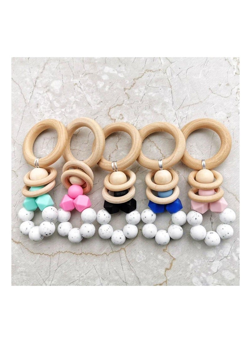 Puzzle Molar Toy for Kids Toddlers, TPE Hand Chewing Toy Puzzle Toy Wooden Bead Toy String Beads Child Teething Toy Child Pendant Photo Prop Toys Baby Chew Toys Baby BPA Free Dishwasher