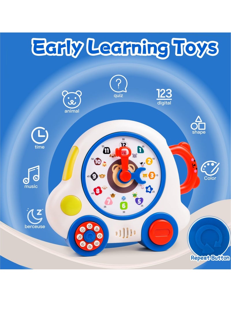 Early Learning Musical Toys Teaching Clock Toy for Kids, Time Number Puzzle Learning Toy Teaching Clocks, Suitable for 1 2 3 Year Old Boys Girls