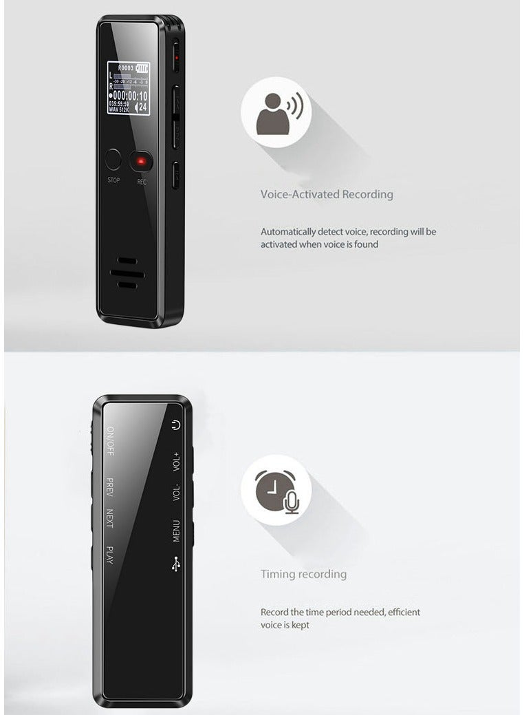 V90 Digital Voice Activated Recorder Dictaphone Long Distance Audio Recording MP3 Player Noise Reduction WAV Recorder ( 8 GB )