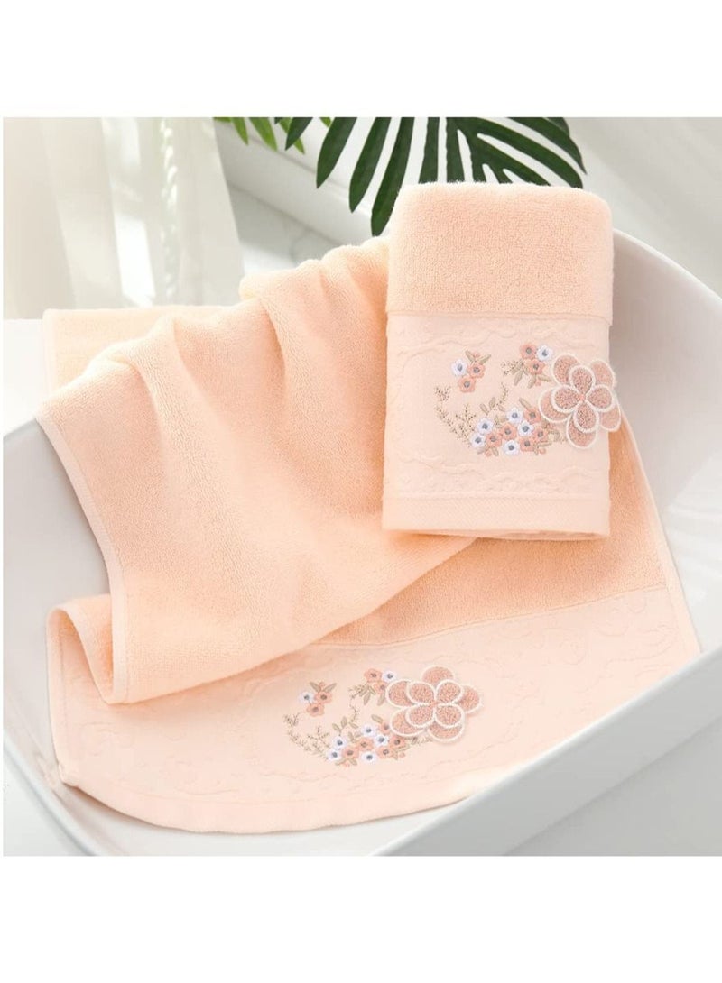 Bath Towels Soft Cotton, 100% Cotton Anti Odor Family Towels, Highly Absorbent Quick-Drying Lightweight Spa Towel for Bathroom (Pink)