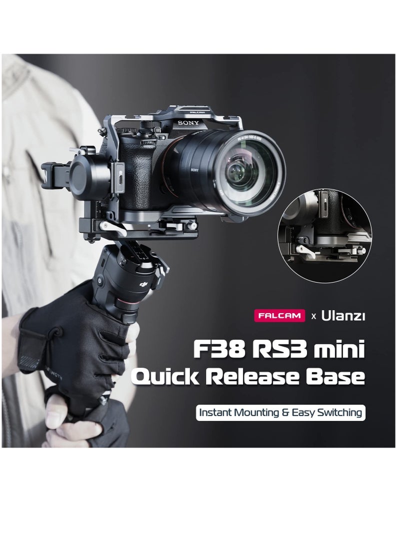 For FALCAM F38 Quick Release Base Mount for DJI RS 3 Mini Gimbal Stabilizer, Aluminum Camera Accessory Fits for DJI RS 3 Mini Gimbal Stabilizer, Base Mount Only