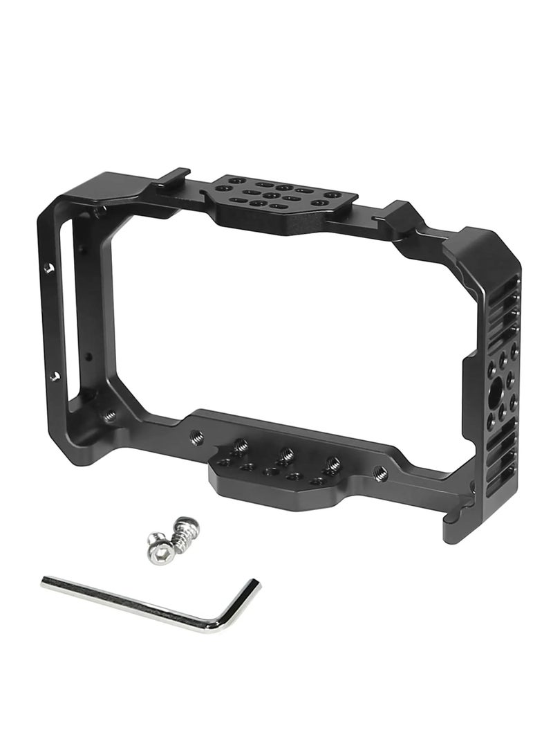 Desview Camera Monitor Cage 5.5 inch, Aluminum Alloy Field Monitor Cage with 1/4’’ & 3/8’’ Thread and Cold Shoe, Compatible R5II Camera Monitor