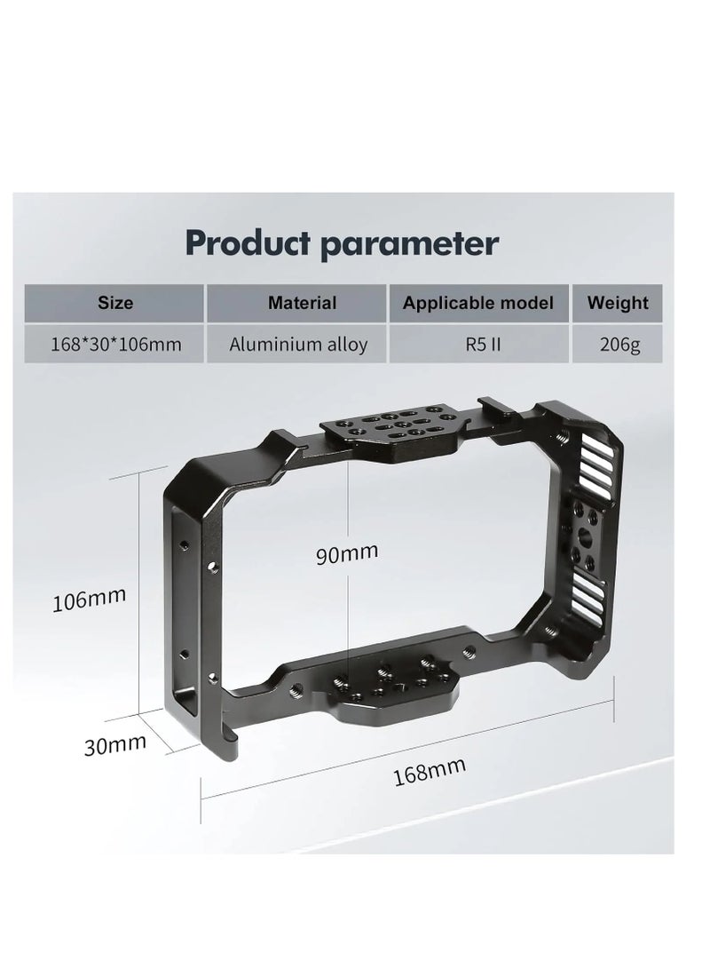 Desview Camera Monitor Cage 5.5 inch, Aluminum Alloy Field Monitor Cage with 1/4’’ & 3/8’’ Thread and Cold Shoe, Compatible R5II Camera Monitor