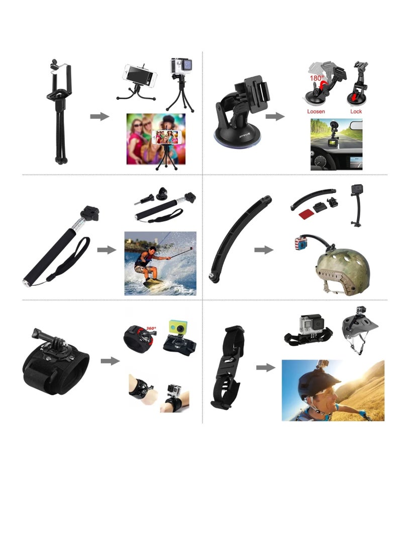 PULUZ 50 in 1 Action Camera Accessories Kits for GoPro HERO 9 8 7 6 5 4 3 2 1 GoPro / DJI Osmo Action Sport Cameras