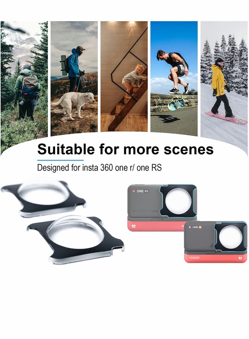 Dual Lens Guards for Insta360 One RS/ONE R, Sticky Panoramic Protection Cap Accessories, with Silicone Cover