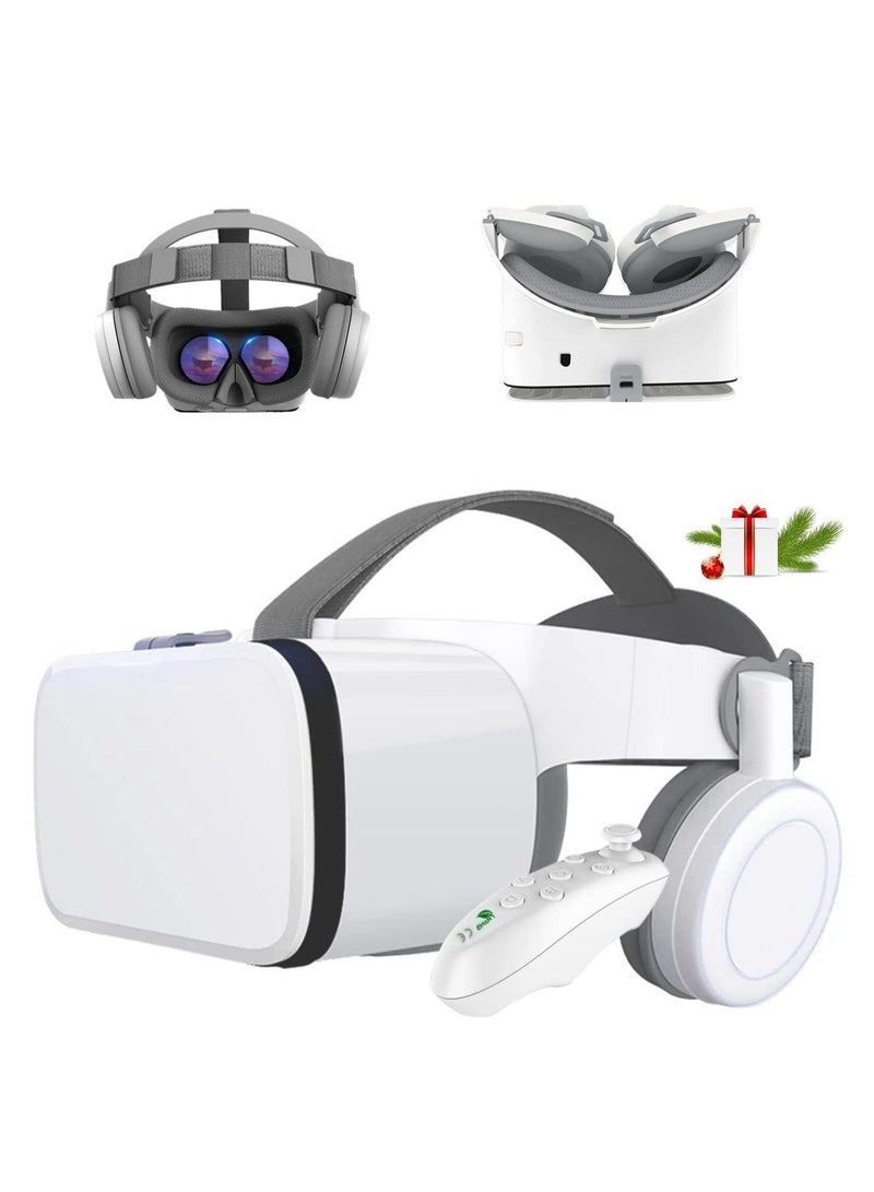 VR Headset Virtual Reality Headset w/Controller Headphones for Kid Adult Play 3D Game Movie Universal VR Set Glasses Goggle Bundle for PC Android Phone for iPhone 13 12 11 Pro X S R Max
