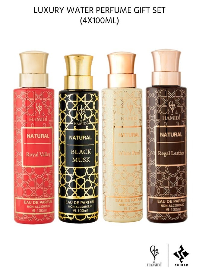 Non Alcoholic Natural Musk Long Lasting Water Perfumes 100ml Unisex – Perfumes Gift Set – (Pack of 4)
