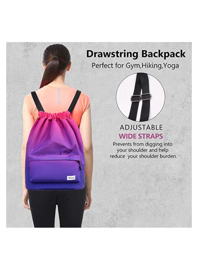 Waterproof Drawstring Bags, Printed Gym Sackpacks Bags Sports Backpacks for Shopping Swimming Yoga for Men Women Girls Students