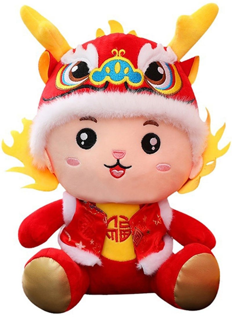 Dragon Plush Toy 2024 Chinese New Year Dragon Toy Chinese Dragon Stuffed Animals Plush 7.9inch Zodiac Sitting Embroidered PP Cotton Chinese New Year Gift for Spring Festival Lunar Year Decorations
