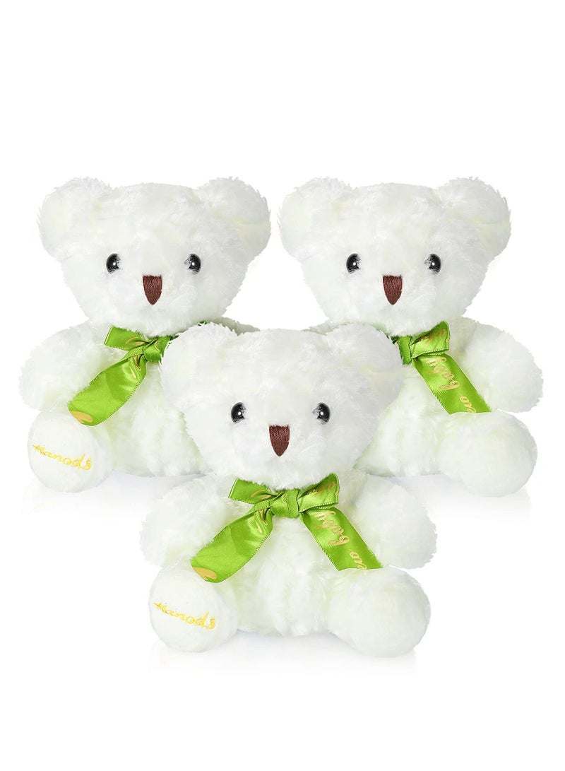 3 Pcs 8 Inch Stuffed Plush Bear Soft with Bow Tie Lovely Stuffed Plush Animal Dolls