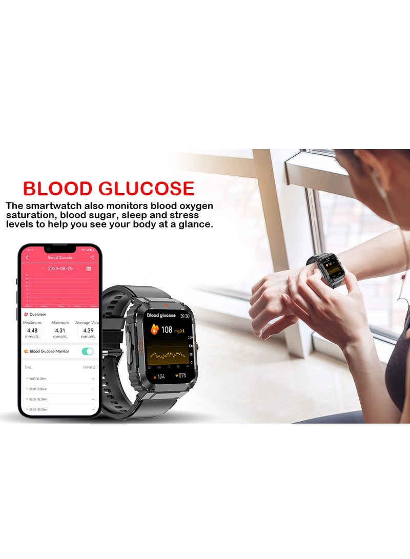 Blood Sugar Monitor Smart Watch: Blood Glucose ECG HRV Heart Rate Blood Oxygen Blood Pressure Fitness Tracker Watch for Elderly Men Women - 1.92