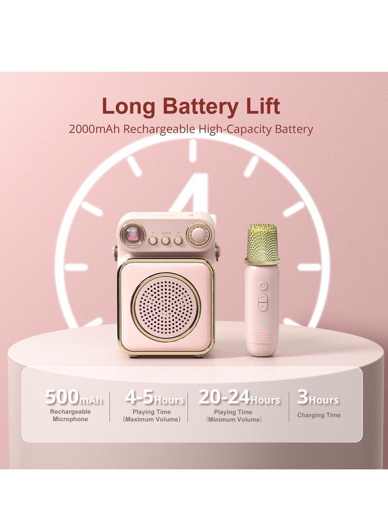 Kids Karaoke Machine - Bluetooth Speaker with Microphone with 2 Wireless Microphones, Mini Bluetooth Karaoke Speaker Portable Karaoke Machine for Kids and Adults