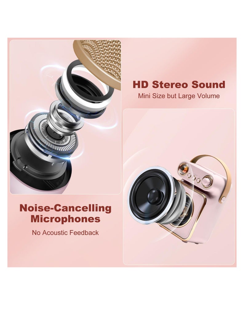 Kids Karaoke Machine - Bluetooth Speaker with Microphone with 2 Wireless Microphones, Mini Bluetooth Karaoke Speaker Portable Karaoke Machine for Kids and Adults