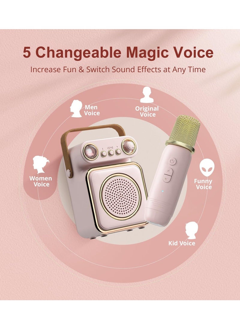 Kids Karaoke Machine - Bluetooth Speaker with Microphone with 2 Wireless Microphones, Mini Bluetooth Karaoke Speaker Portable Karaoke Machine for Kids and Adults