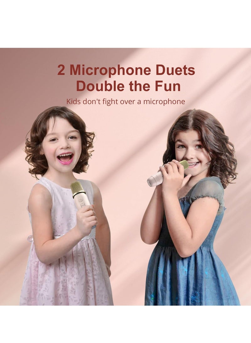 Kids Karaoke Machine - Bluetooth Speaker with Microphone with 2 Wireless Microphones, Mini Bluetooth Karaoke Speaker Portable Karaoke Machine for Kids and Adults