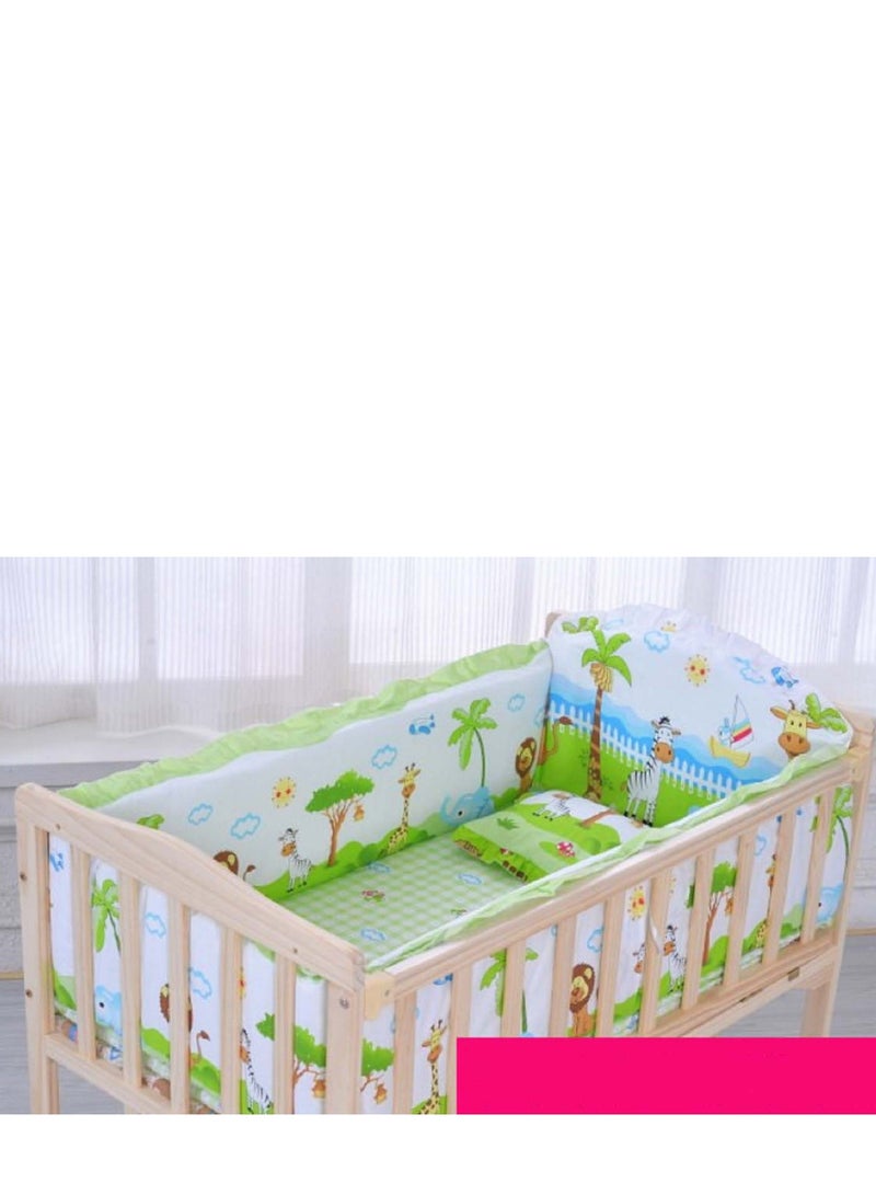Removable And Washable 6 Pieces Set Animals Printed Cotton Crib Bumper Protector For Newborn