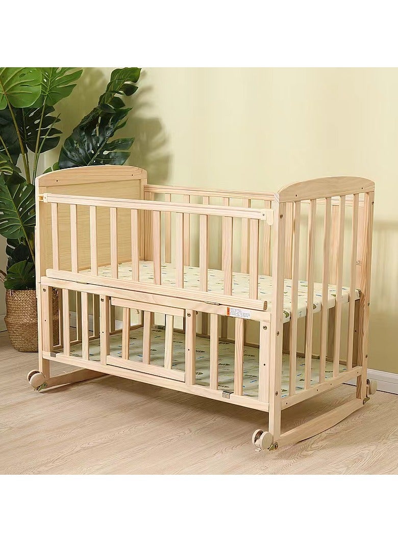 Classic elegant crib with storage space - natural wood color