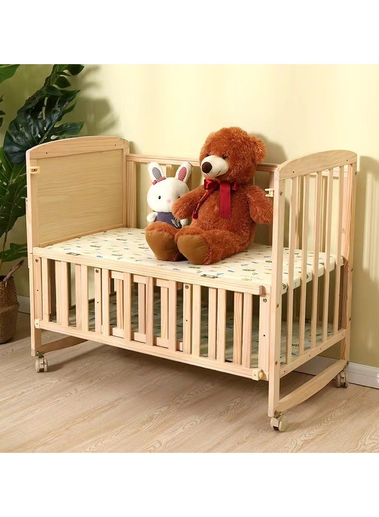 Classic elegant crib with storage space - natural wood color