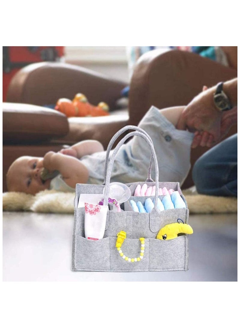 Baby Diaper Caddy Organizer, DELFINO Portable Holder Bag for Changing Table and Car, Nursery Essentials Storage bins for Mom Newborn Baby Diaper Caddy Baby Wipes Bag