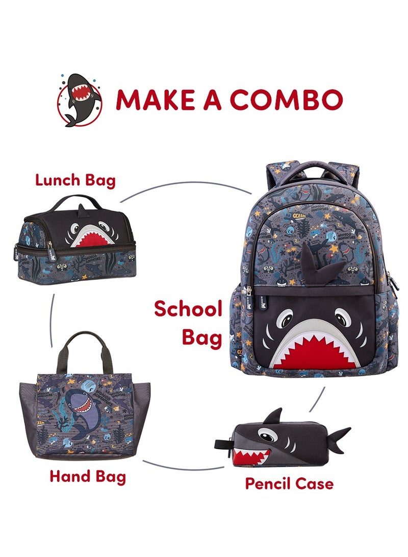 Kids Tuition Bag / Hand Lunch Bag Shark - Grey