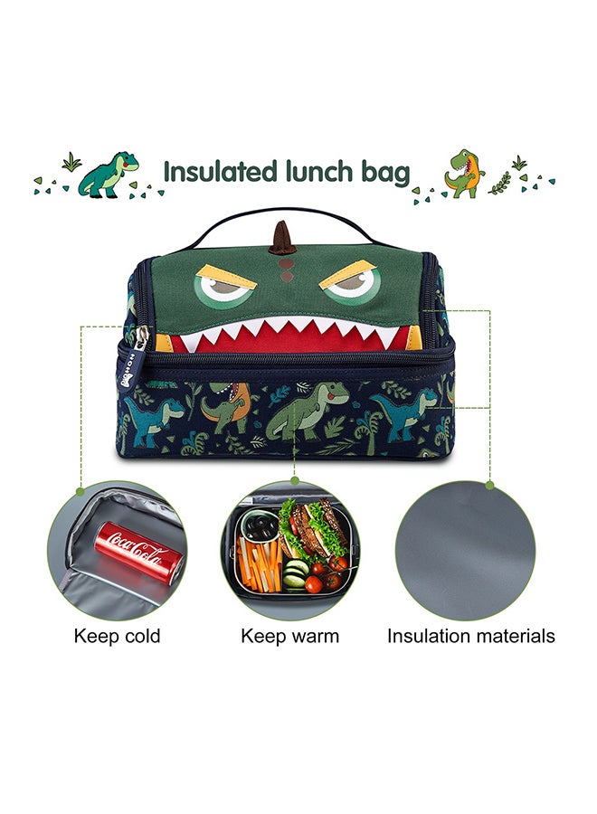 Kids Insulated Lunch Bag Dino - Green