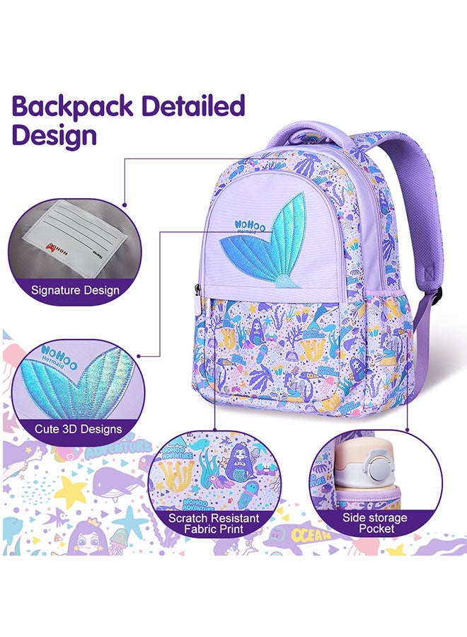 Kids 16 Inch School Bag with Lunch Bag Combo Mermaid - Purple