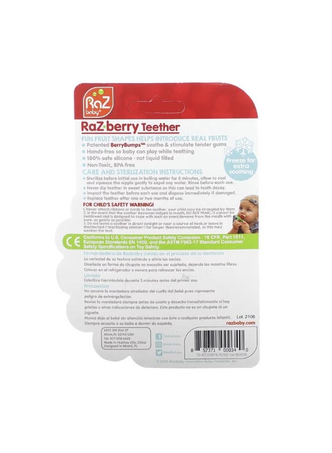 RaZ berry Teether 3 Months Pink 1 Count