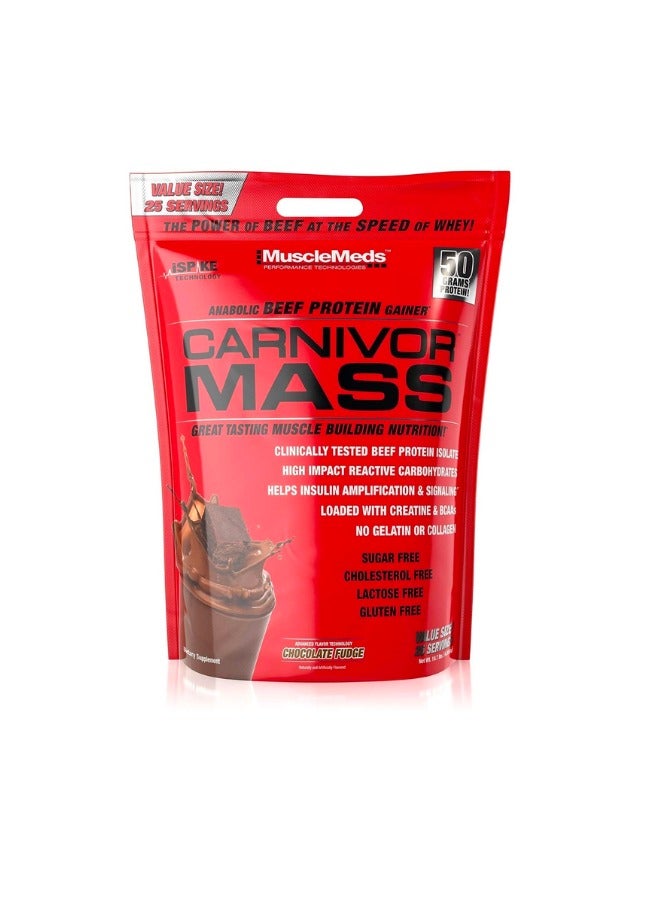 Carnivor Mass Anabolic Beef Protein Gainer Chocolate Fudge Flavor 25 Servings