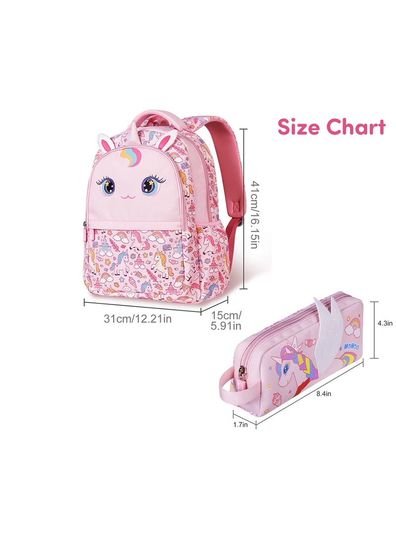 Kids 16 Inch School Bag with Pencil Case Combo Unicorn - Pink