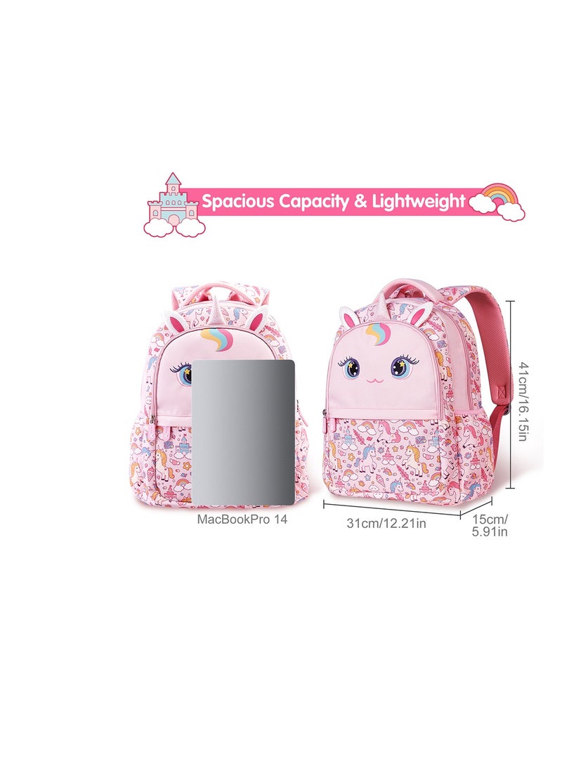 Kids 16 Inch School Bag with Pencil Case Combo Unicorn - Pink