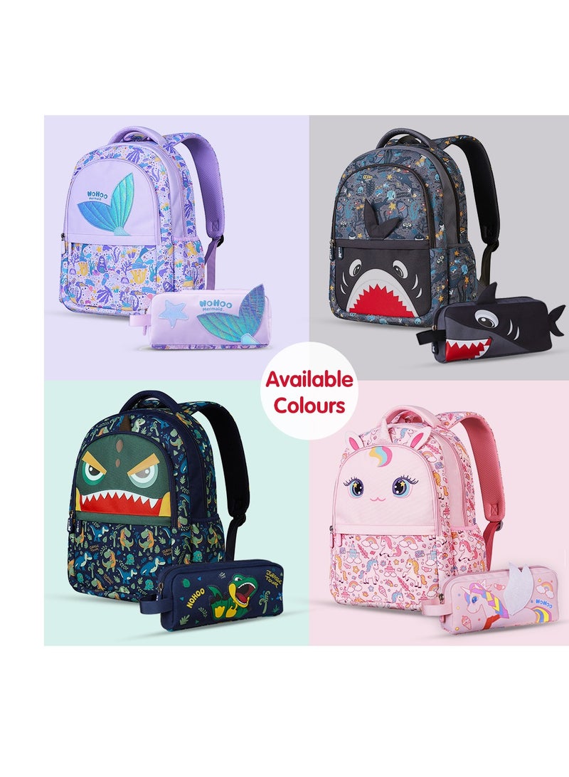 Kids 16 Inch School Bag with Pencil Case Combo Unicorn - Pink