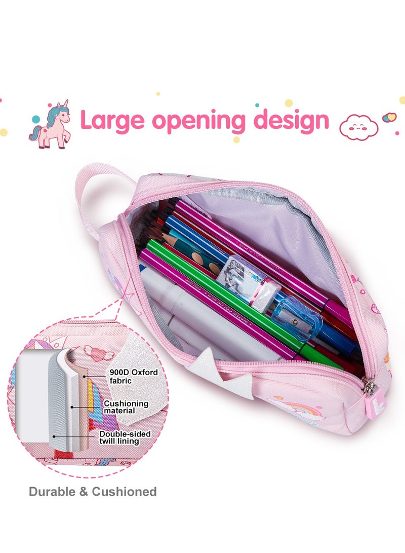 Nohoo Kids 16 Inch School Bag with Lunch Bag and Pencil Case (Set of 3) Unicorn - Pink