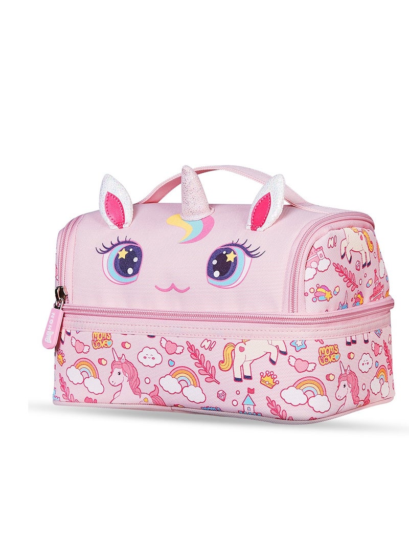 Nohoo Kids 16 Inch School Bag with Lunch Bag and Pencil Case (Set of 3) Unicorn - Pink