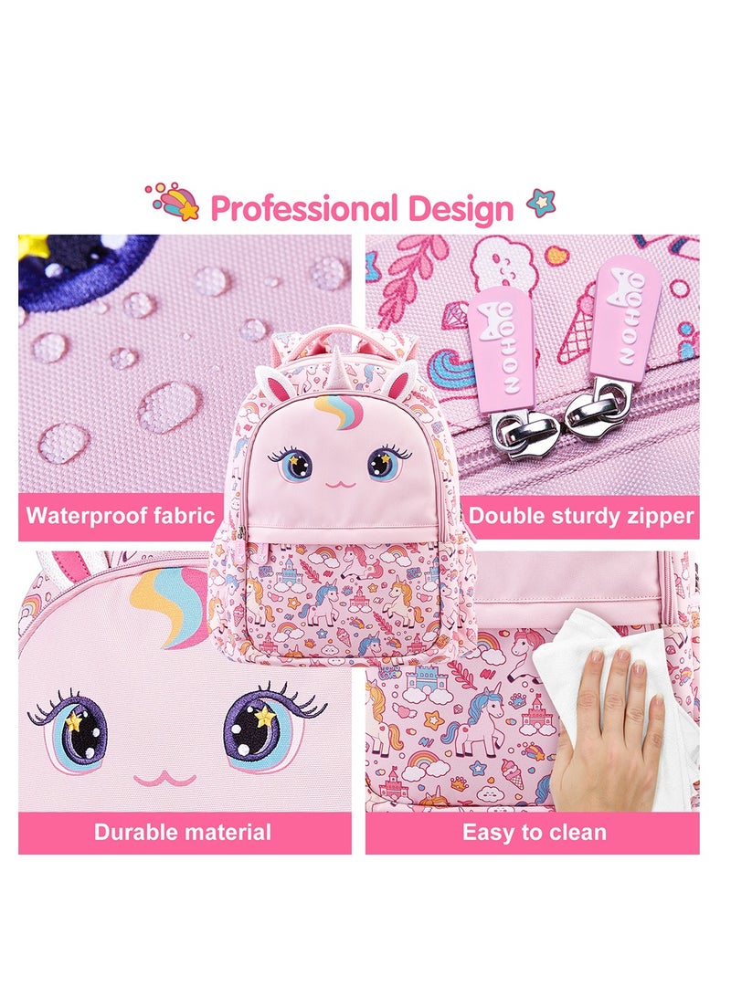 Nohoo Kids 16 Inch School Bag with Lunch Bag and Pencil Case (Set of 3) Unicorn - Pink