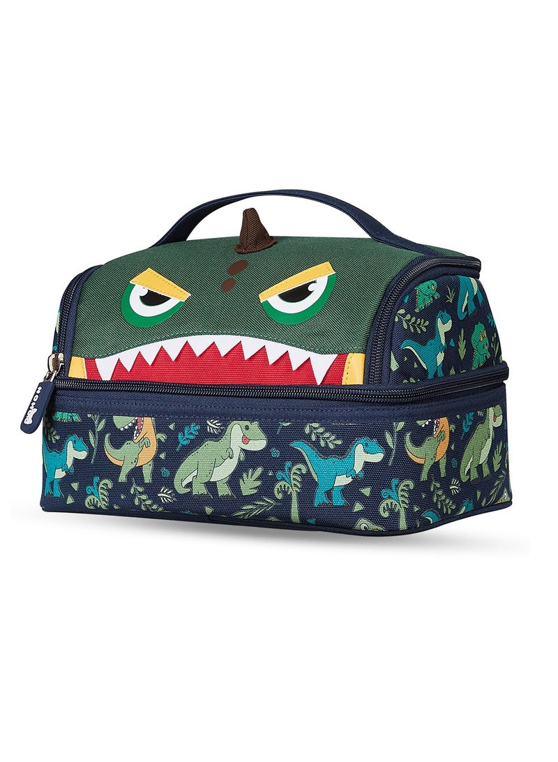 Nohoo Kids 16 Inch School Bag with Lunch Bag Combo Dino - Green