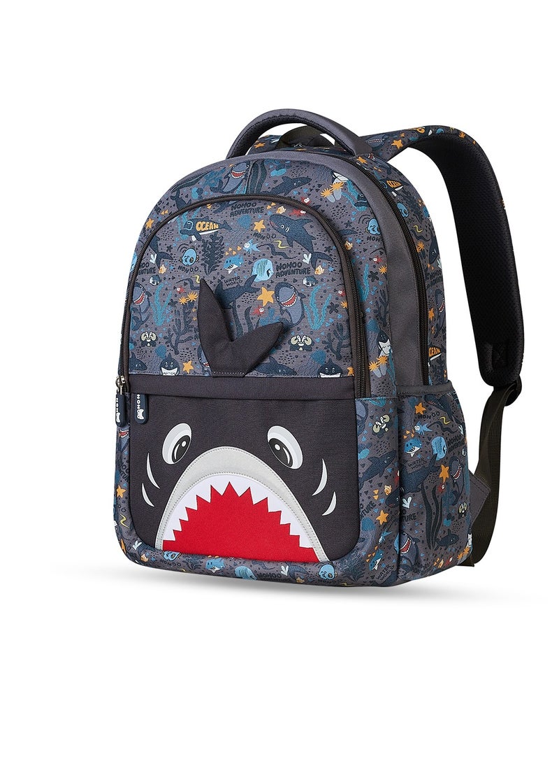 Nohoo Kids 16 Inch School Bag with Lunch Bag Combo Shark - Grey