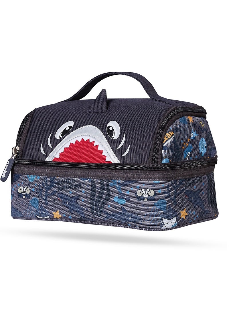 Nohoo Kids 16 Inch School Bag with Lunch Bag Combo Shark - Grey