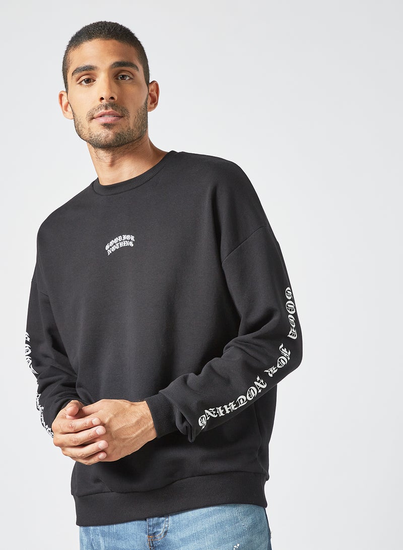 Printed Oversized Sweatshirt Black