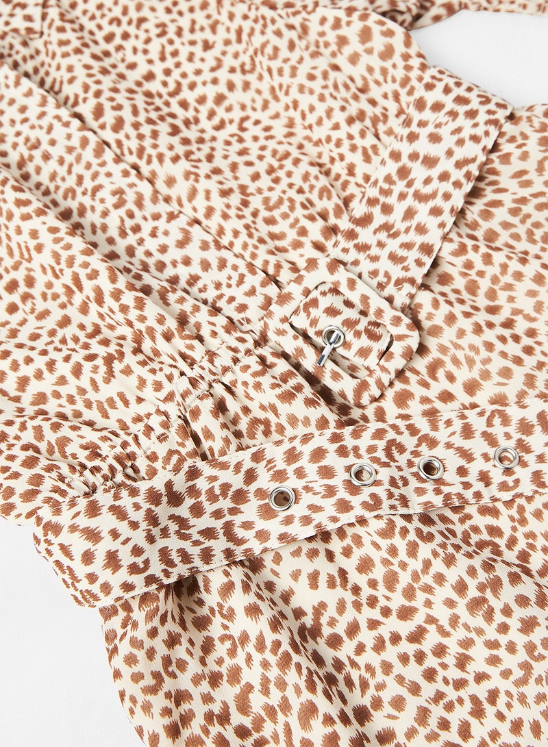 Kids/Teen Leopard Print Dress Brown