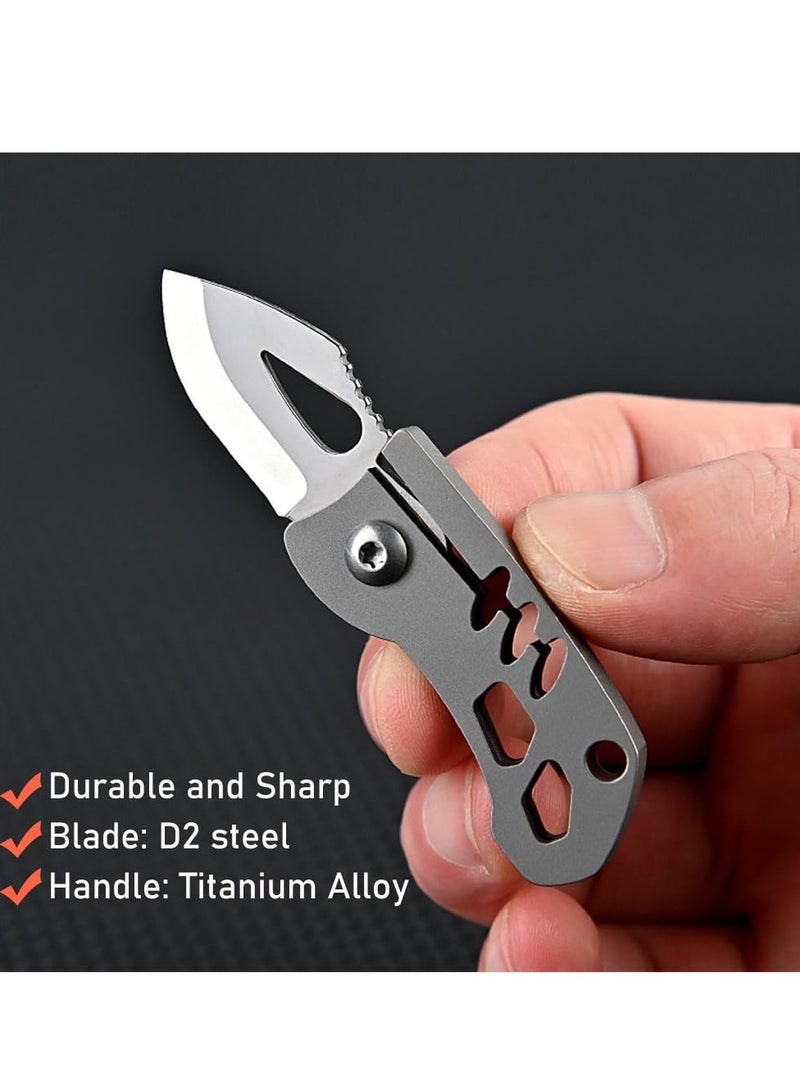 Mini Keychain Knife, Small Pocket Knife for Men, Box Cutter Folding EDC Knife for Package Opening, Rope Cutting, Wood Carving, And Crafts Processing (Silver)