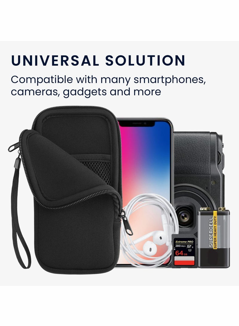phone holster Universal Cell Sleeve Mobile Bag with Zipper, Wrist Strap Neoprene Phone Pouch
