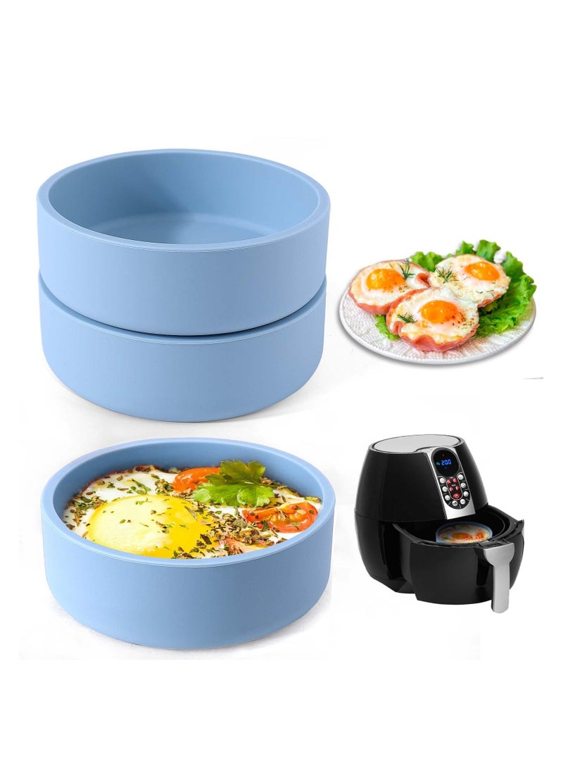 Silicone Air Fryer Egg Mold 3 Pcs Reusable Nonstick Egg Bites Pan with Lid Sous Vide Egg Bite Maker Alternative to Microwave Egg Cooker Dishwasher Safe BPA Free Air Fryer Accessories Blue