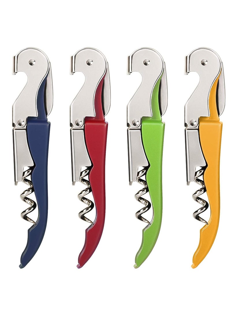 4 Packs Professional Waiter Corkscrew Wine Openers Set,Upgraded With Heavy Duty Stainless Steel Hinges Wine Key for Restaurant Waiters, Sommelier, Bartenders